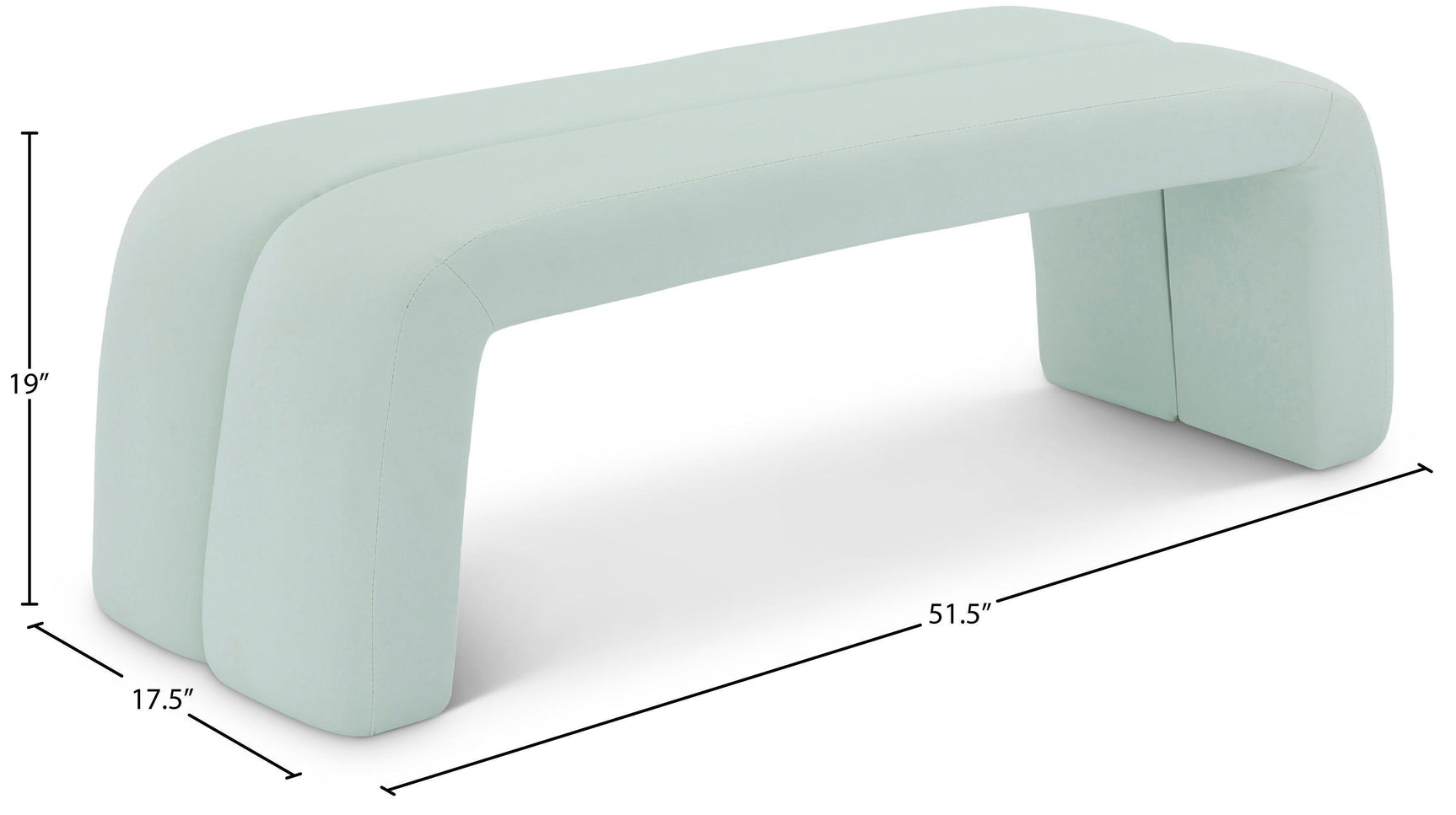Arc Green Faux Leather Bench - Ella Furniture