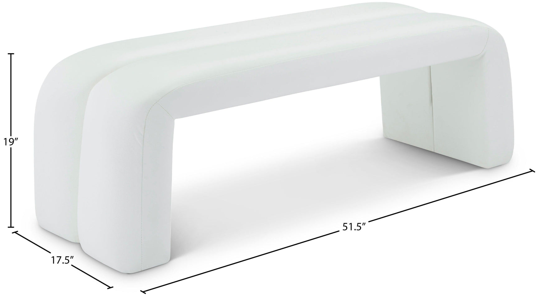 Arc White Faux Leather Bench - Ella Furniture
