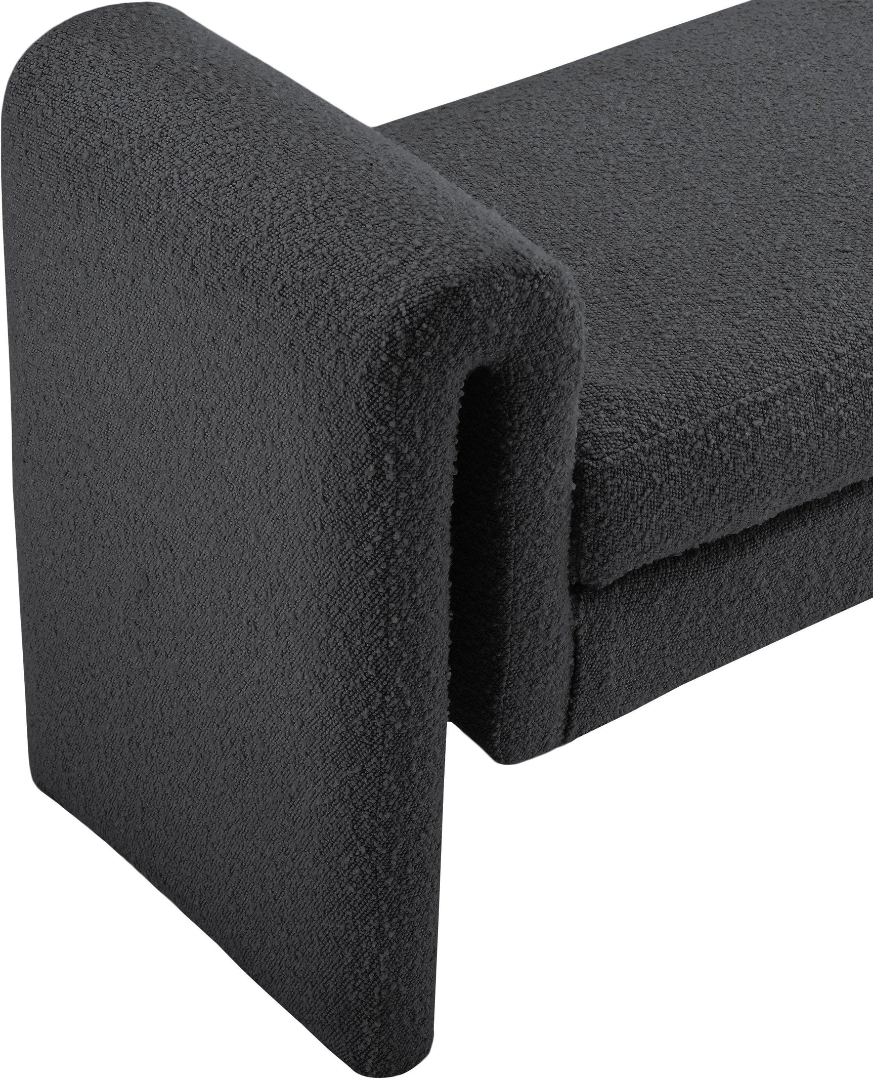Stylus Black Boucle Fabric 31.5" Bench - Ella Furniture