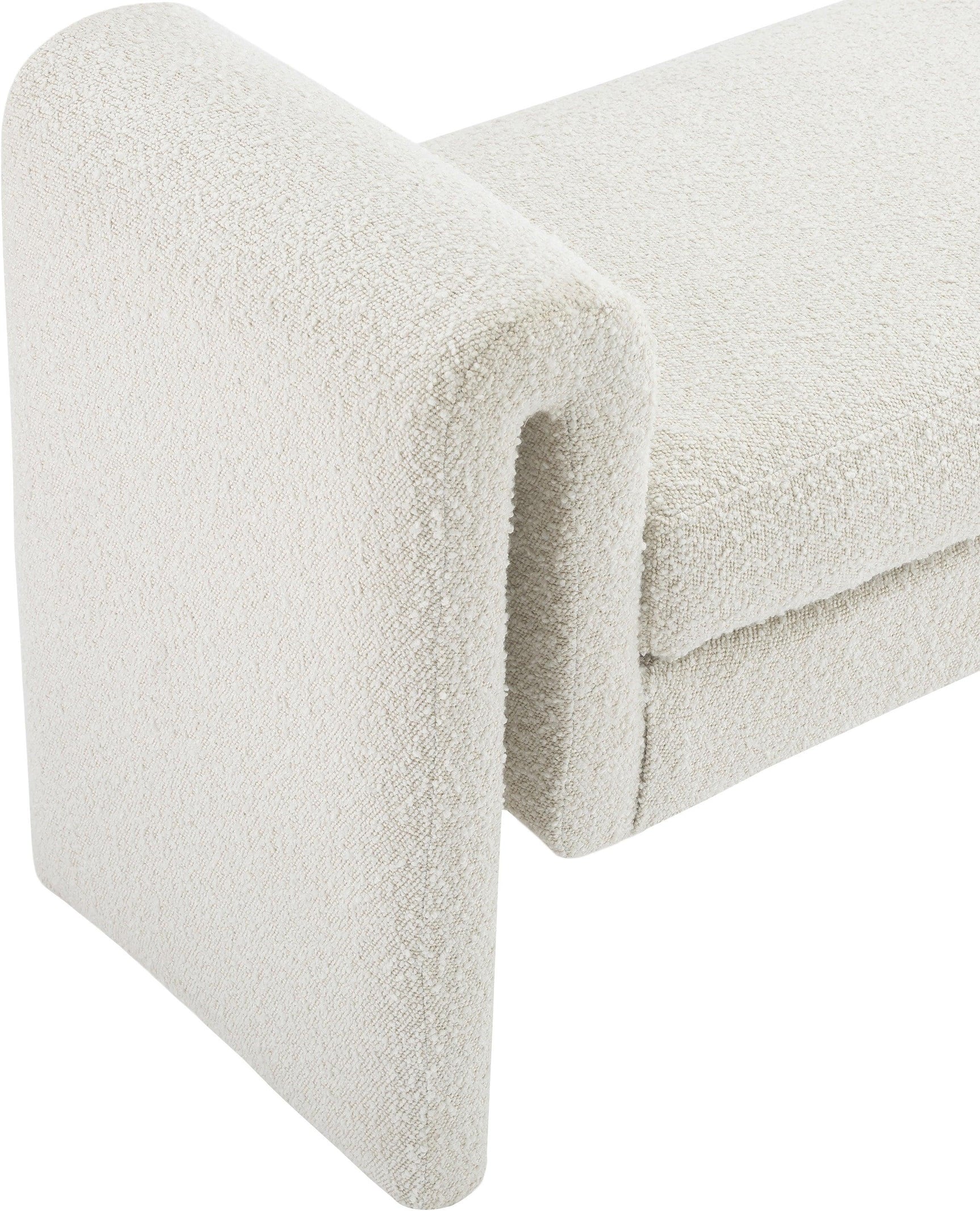 Stylus Cream Boucle Fabric 31.5" Bench - Ella Furniture