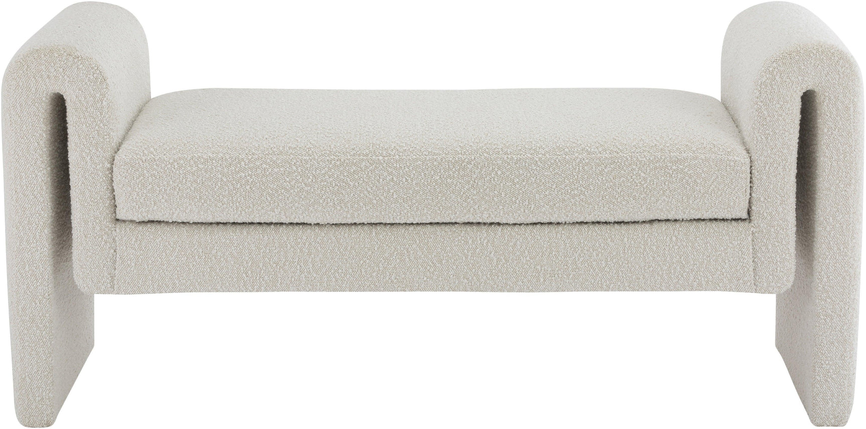 Stylus Cream Boucle Fabric 51" Bench - Ella Furniture
