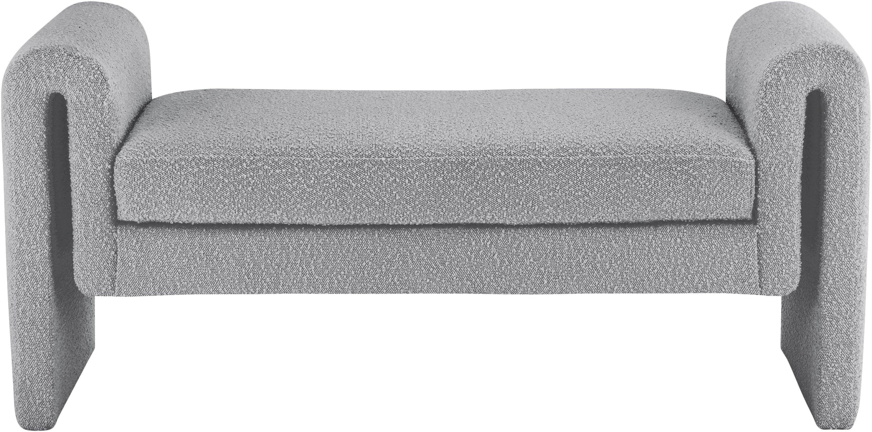 Stylus Grey Boucle Fabric 51" Bench - Ella Furniture