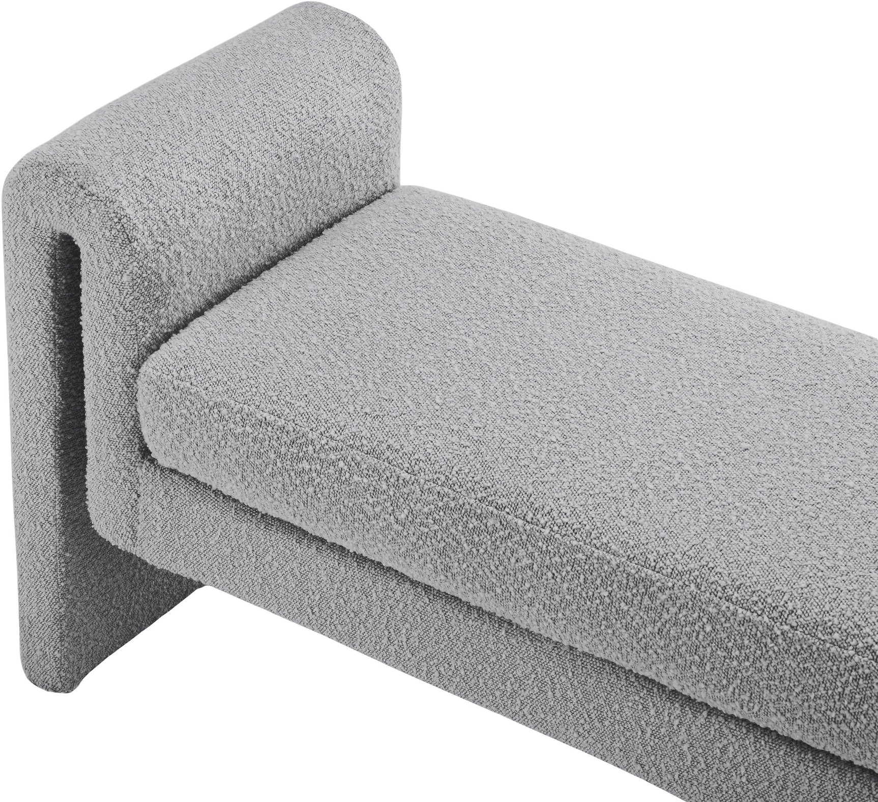 Stylus Grey Boucle Fabric 51" Bench - Ella Furniture