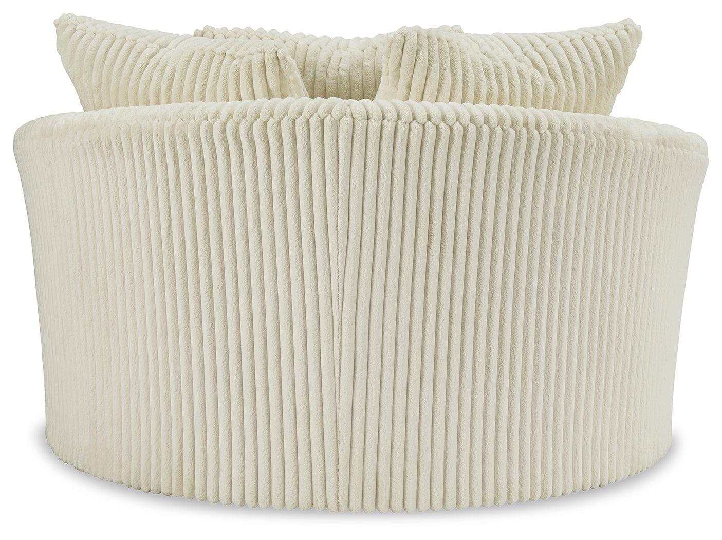 Lindyn Ivory Velvet Oversized Swivel Accent Chair - Ella Furniture