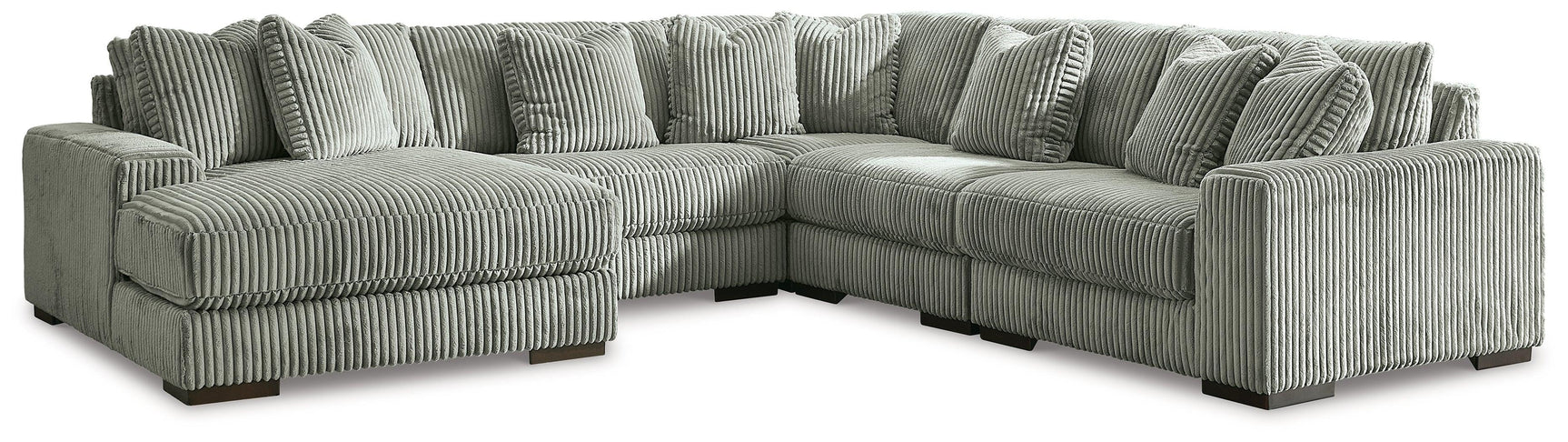 Lindyn Fog 5-Piece Sectional With Chaise - Ella Furniture
