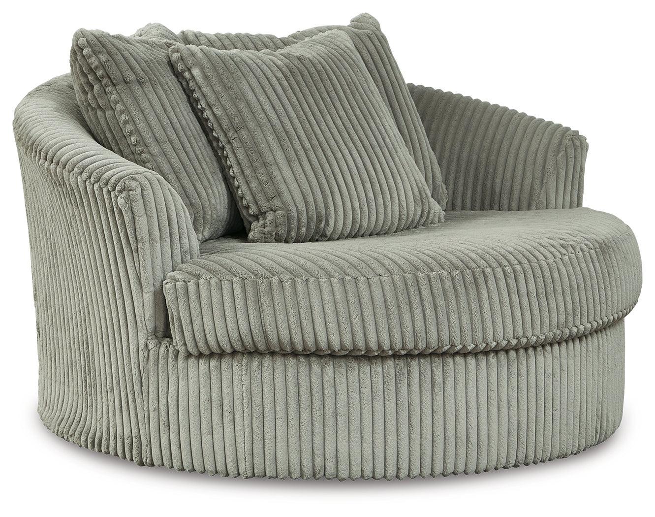 Lindyn Fog Velvet Oversized Swivel Accent Chair - Ella Furniture