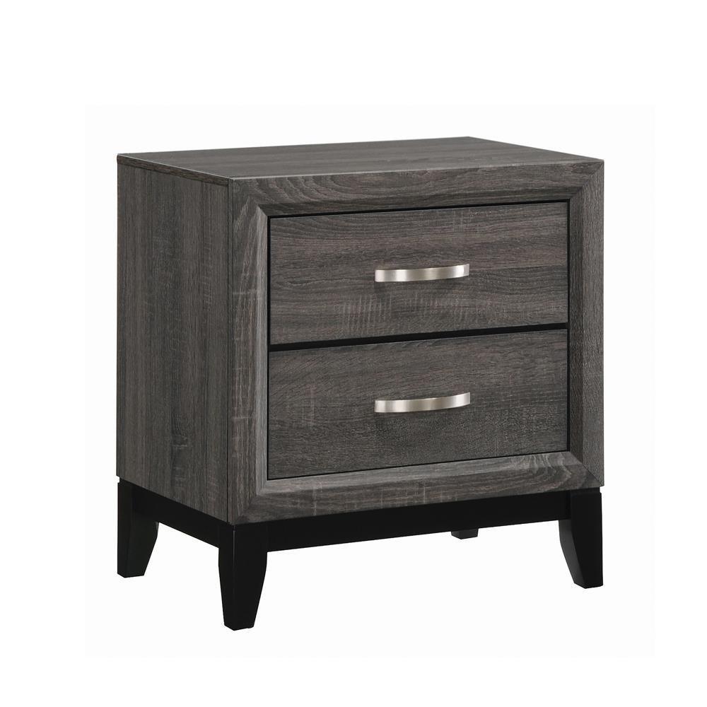 Watson 2-Drawer Nightstand Grey Oak And Black - Ella Furniture