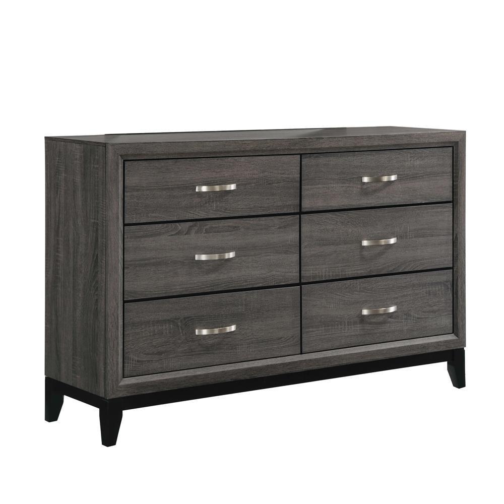 Watson 6-Drawer Dresser Grey Oak And Black - Ella Furniture