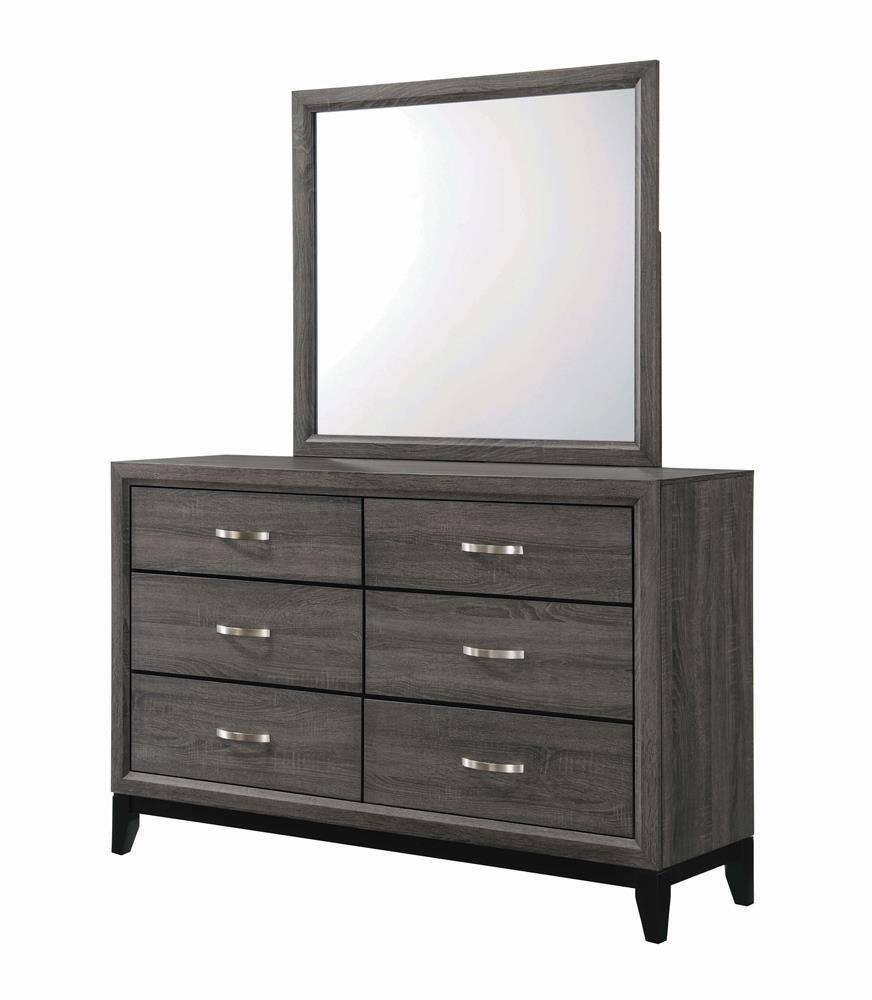 Watson 6-Drawer Dresser Grey Oak And Black - Ella Furniture