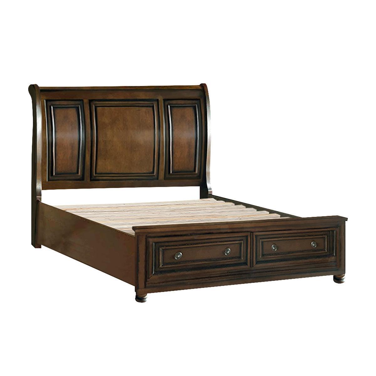 Cooper Multi Embossed Modern Faux-wood Veneer, Wood And Engineered Wood Full Sleigh Platform Bed - Ella Furniture