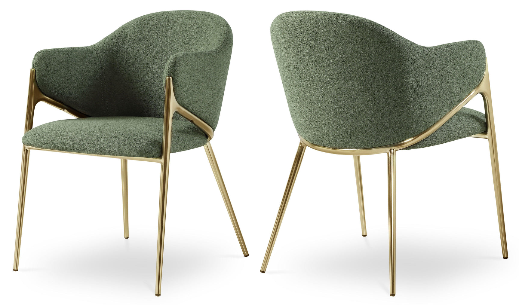 Nial Green Boucle Fabric Dining Chair - Ella Furniture