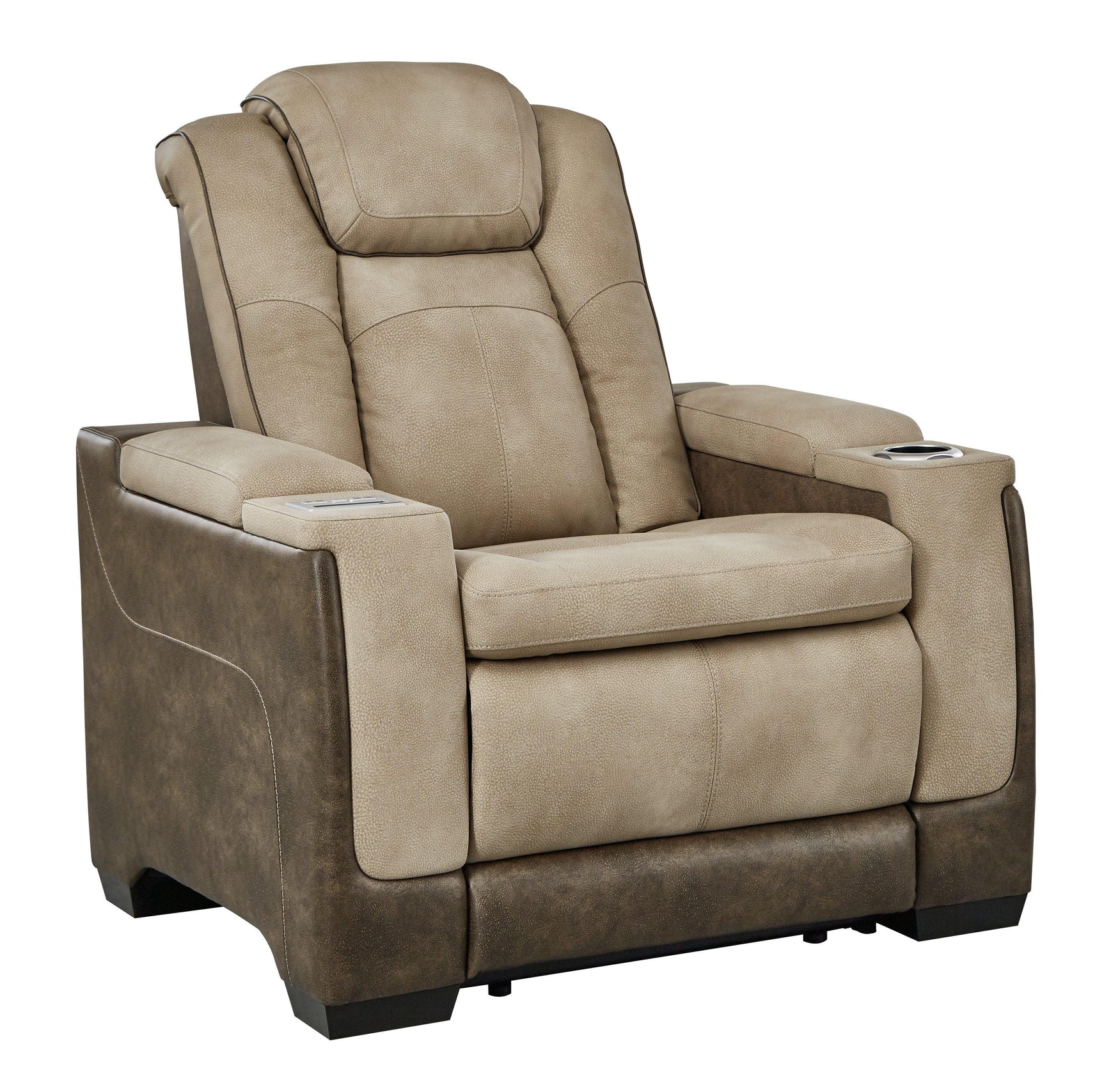 Next-gen Durapella Sand Faux Leather Power Recliner - Ella Furniture