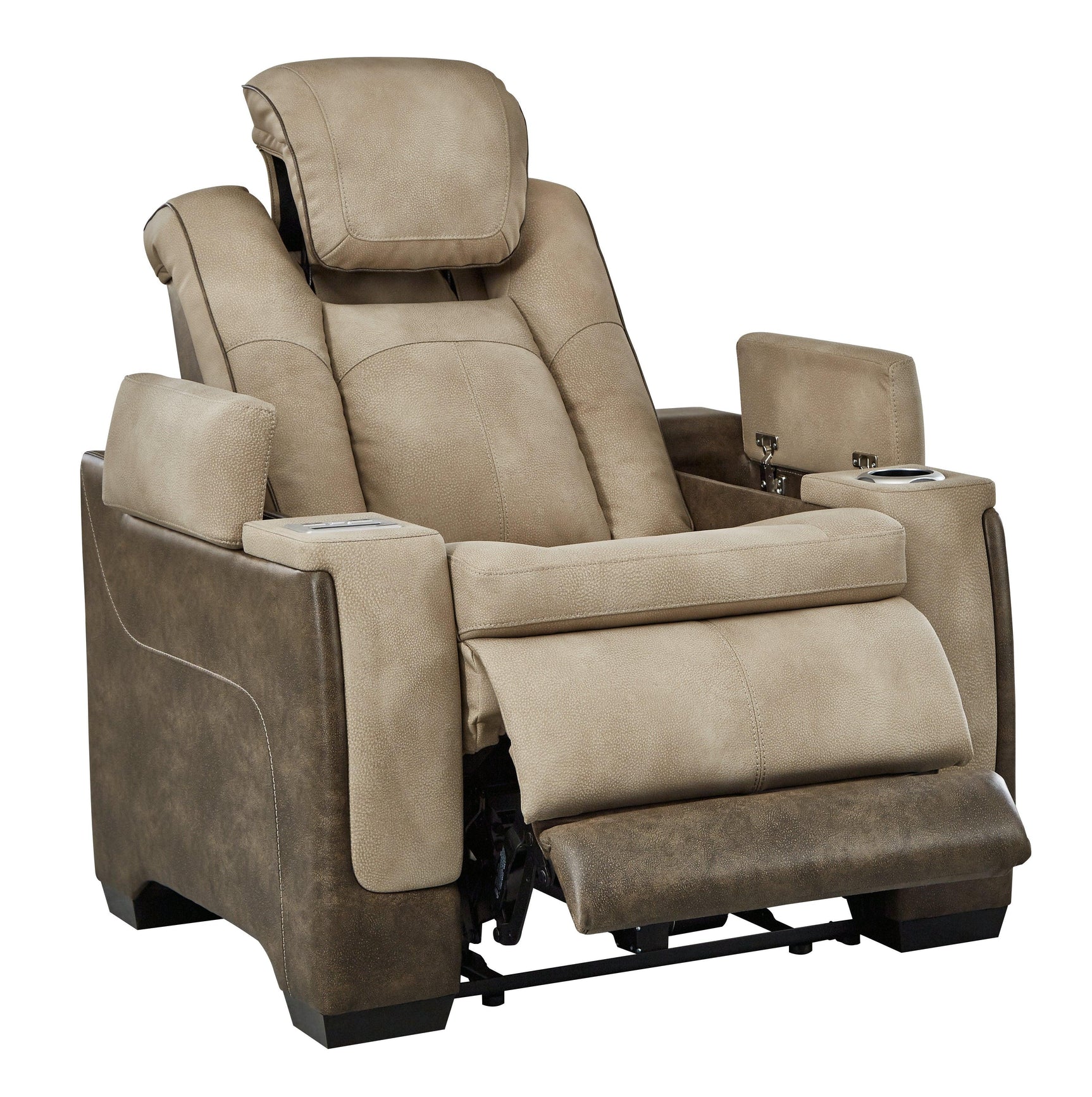 Next-gen Durapella Sand Faux Leather Power Recliner - Ella Furniture