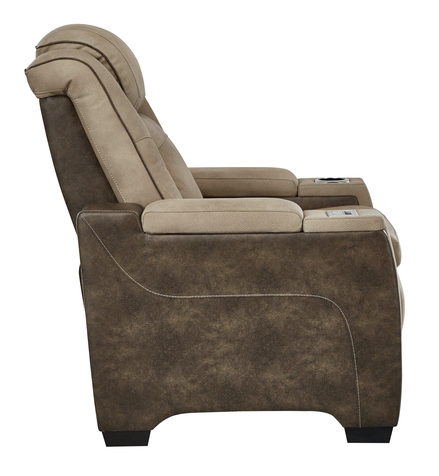 Next-gen Durapella Sand Faux Leather Power Recliner - Ella Furniture