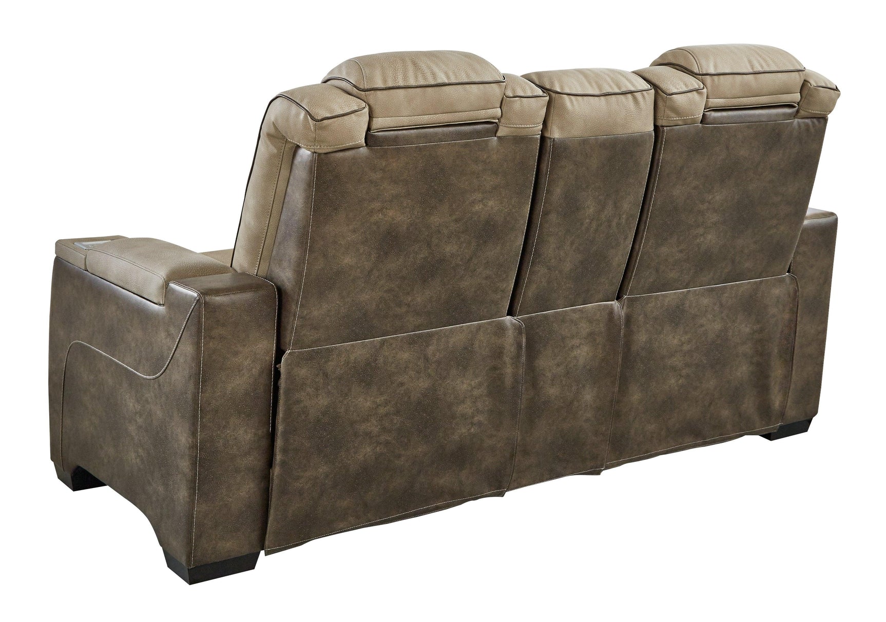 Next-gen Durapella Sand Faux Leather Power Reclining Loveseat With Console - Ella Furniture