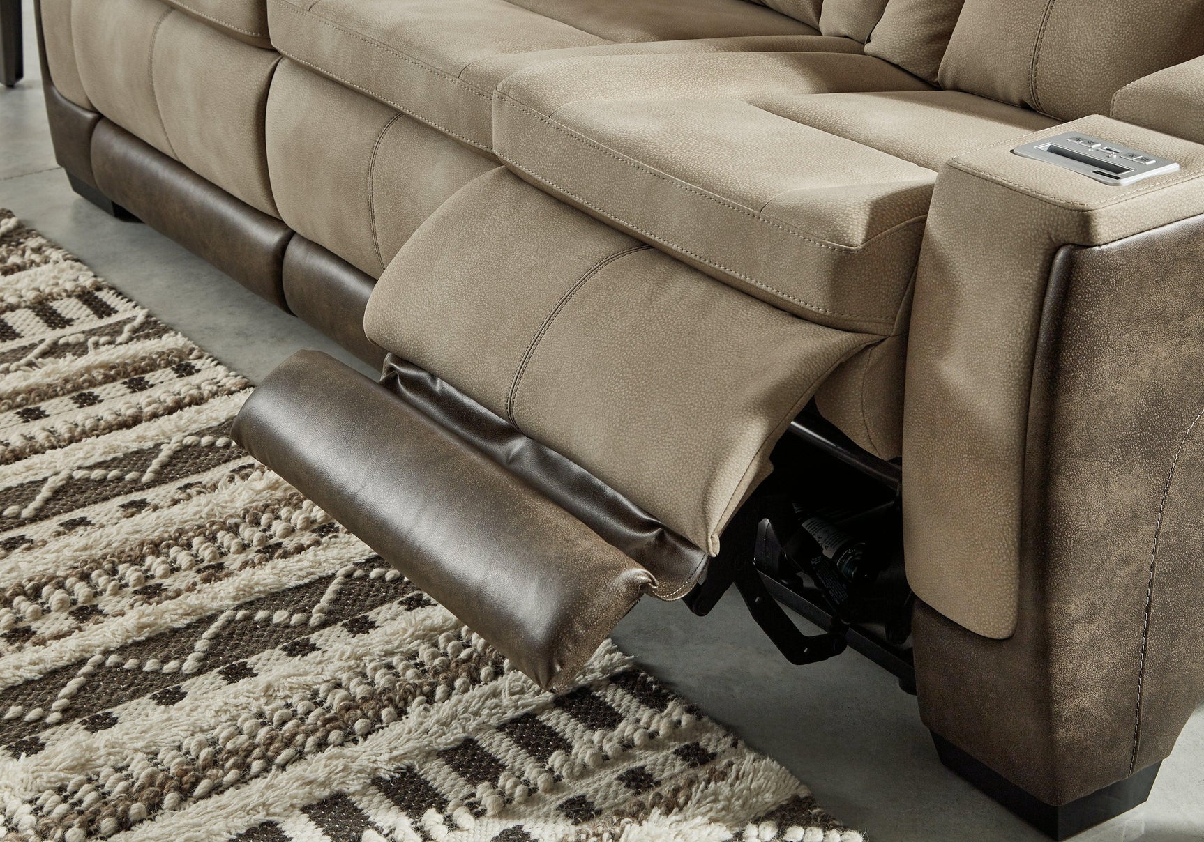 Next-gen Durapella Sand Faux Leather Power Reclining Sofa - Ella Furniture
