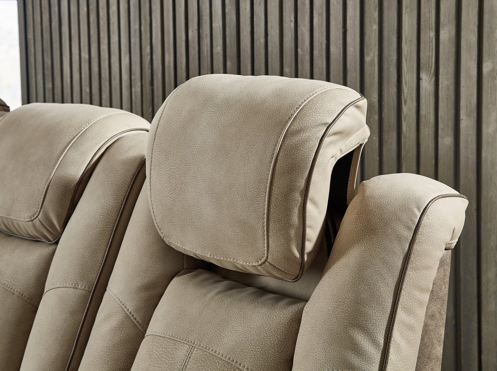 Next-gen Durapella Sand Faux Leather Power Reclining Loveseat With Console - Ella Furniture
