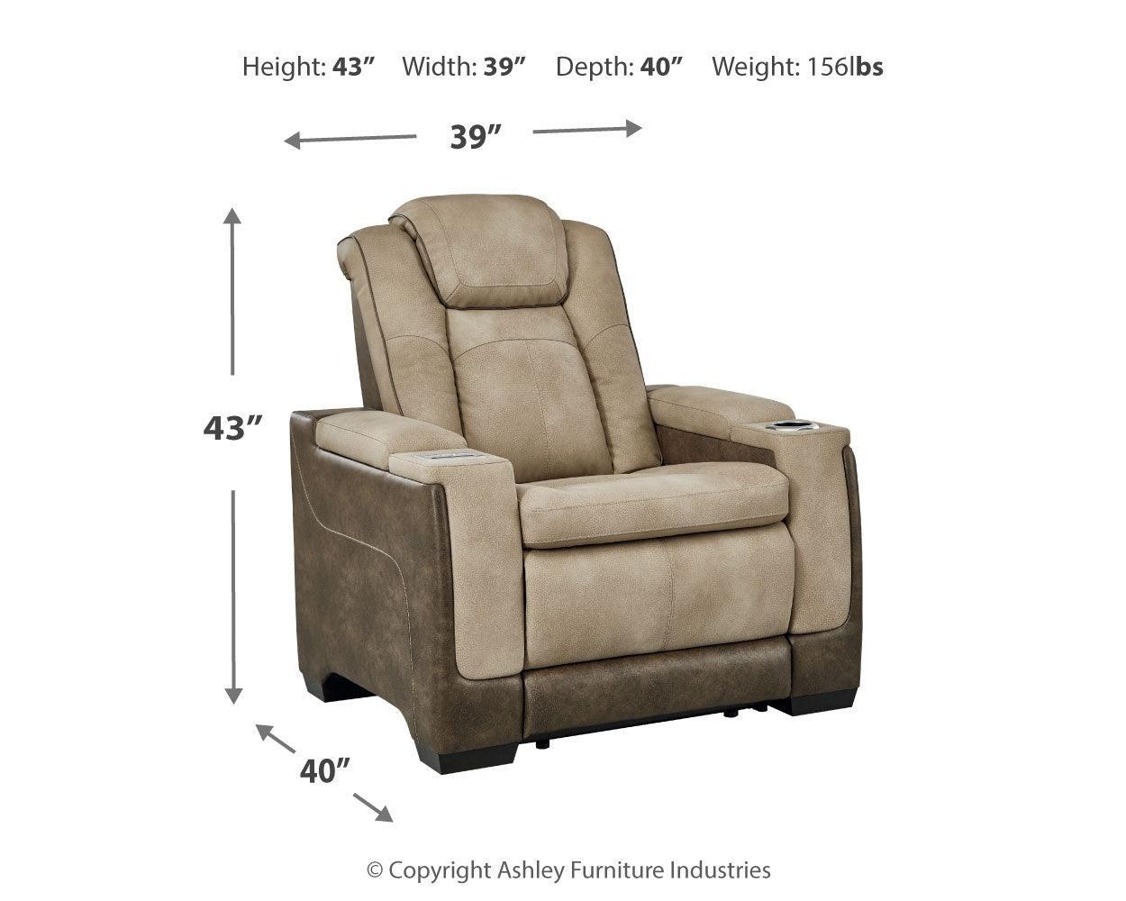 Next-gen Durapella Sand Faux Leather Power Recliner - Ella Furniture