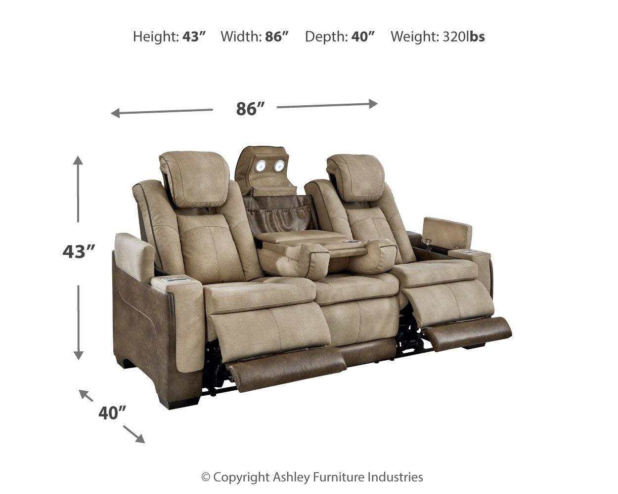 Next-gen Durapella Sand Faux Leather Power Reclining Sofa - Ella Furniture