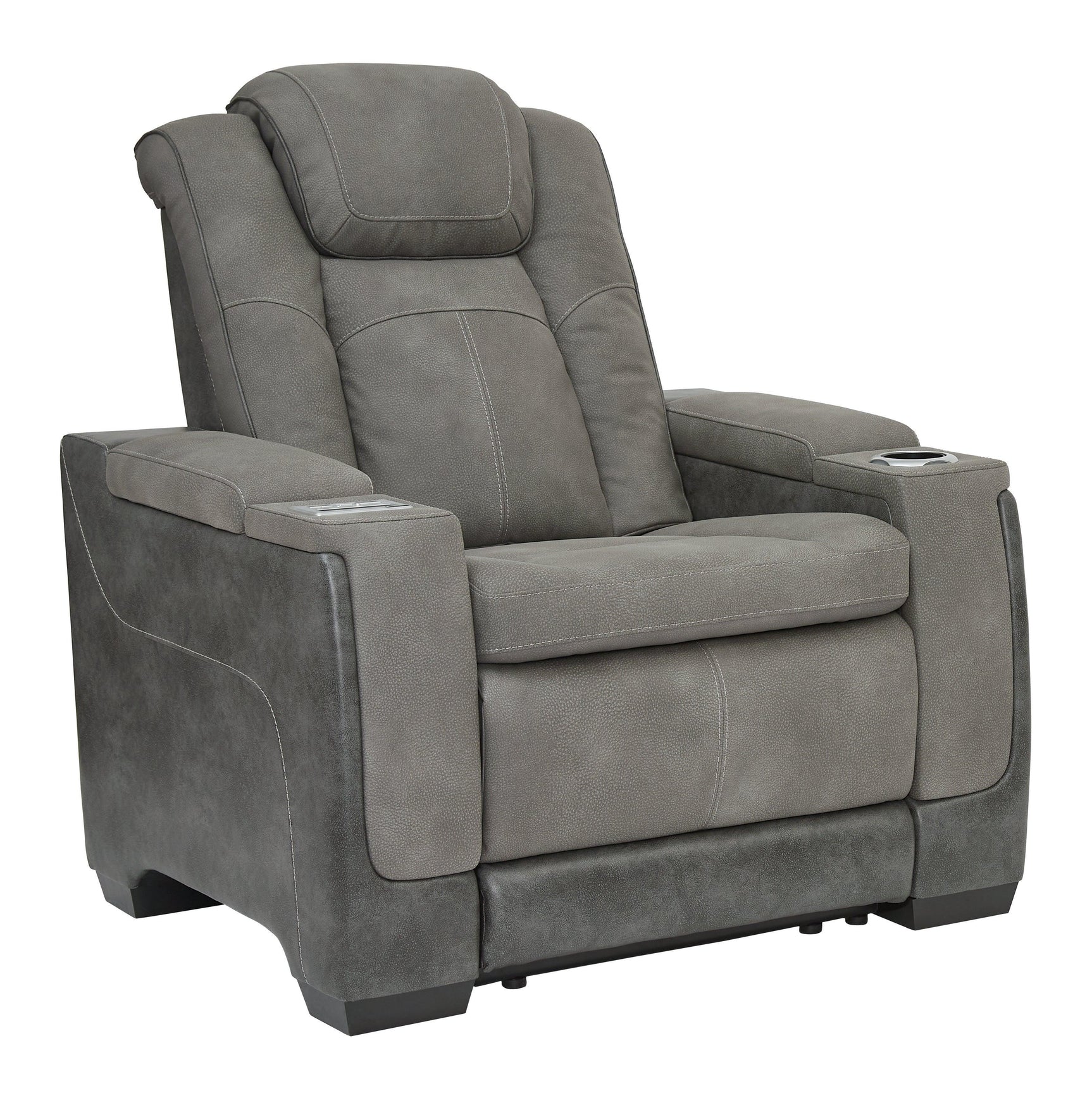Next-gen Durapella Slate Faux Leather Power Recliner - Ella Furniture