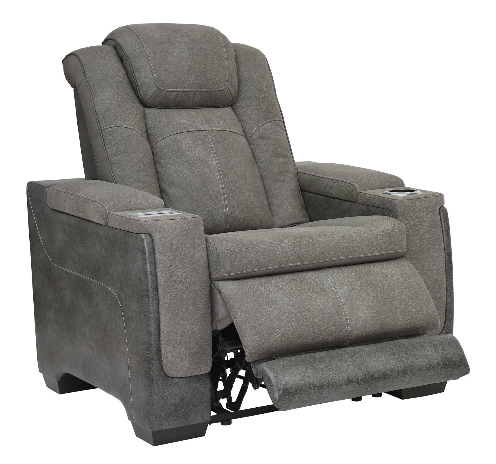 Next-gen Durapella Slate Faux Leather Power Recliner - Ella Furniture