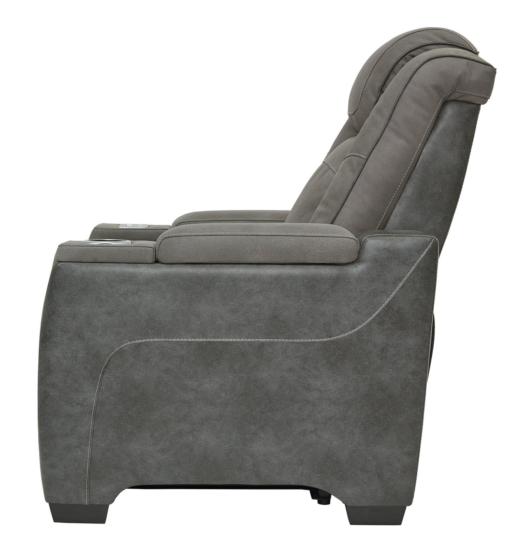 Next-gen Durapella Slate Faux Leather Power Recliner - Ella Furniture