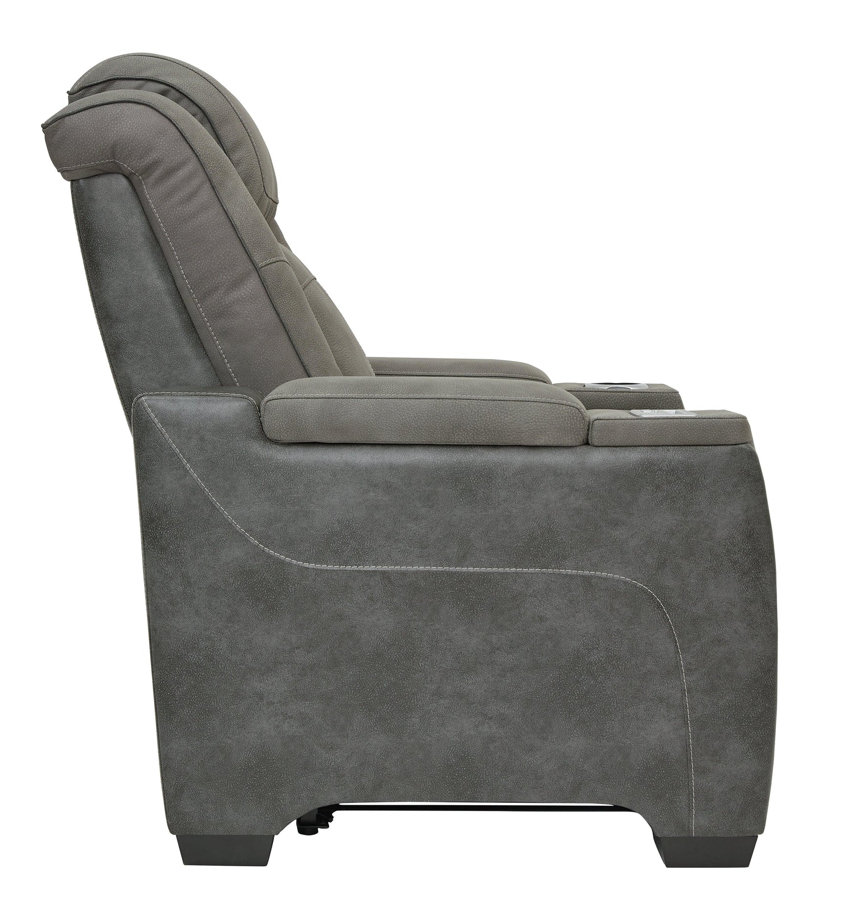 Next-gen Durapella Slate Faux Leather Power Recliner - Ella Furniture