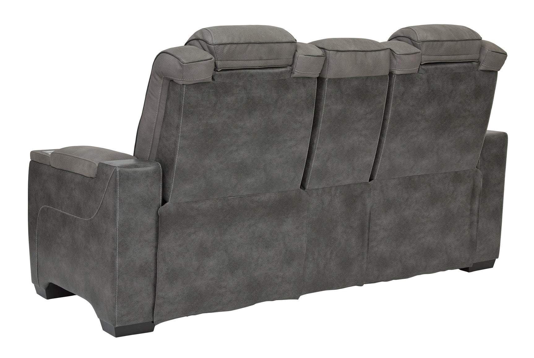 Next-gen Durapella Slate Faux Leather Power Reclining Loveseat With Console - Ella Furniture