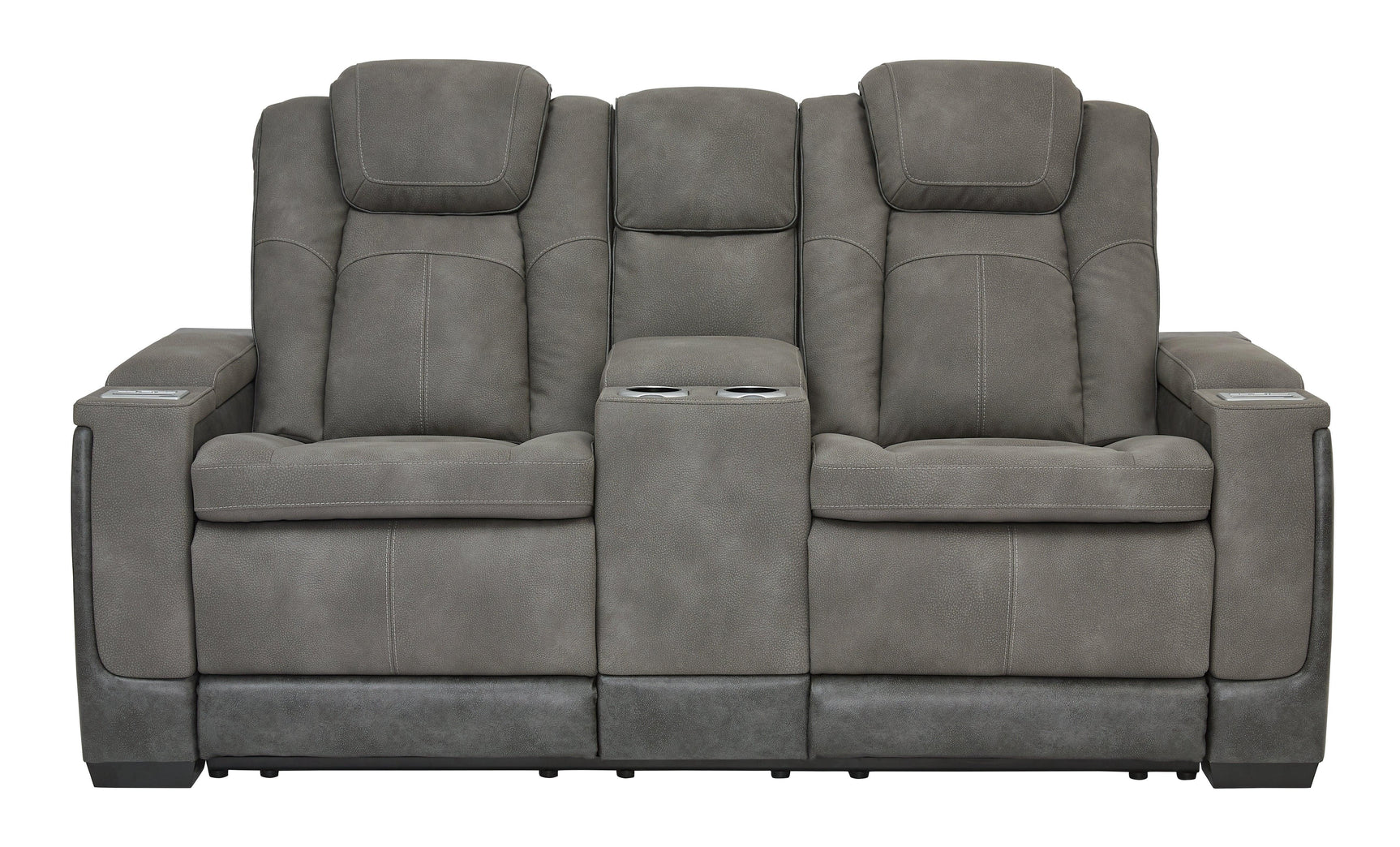 Next-gen Durapella Slate Faux Leather Power Reclining Loveseat With Console - Ella Furniture