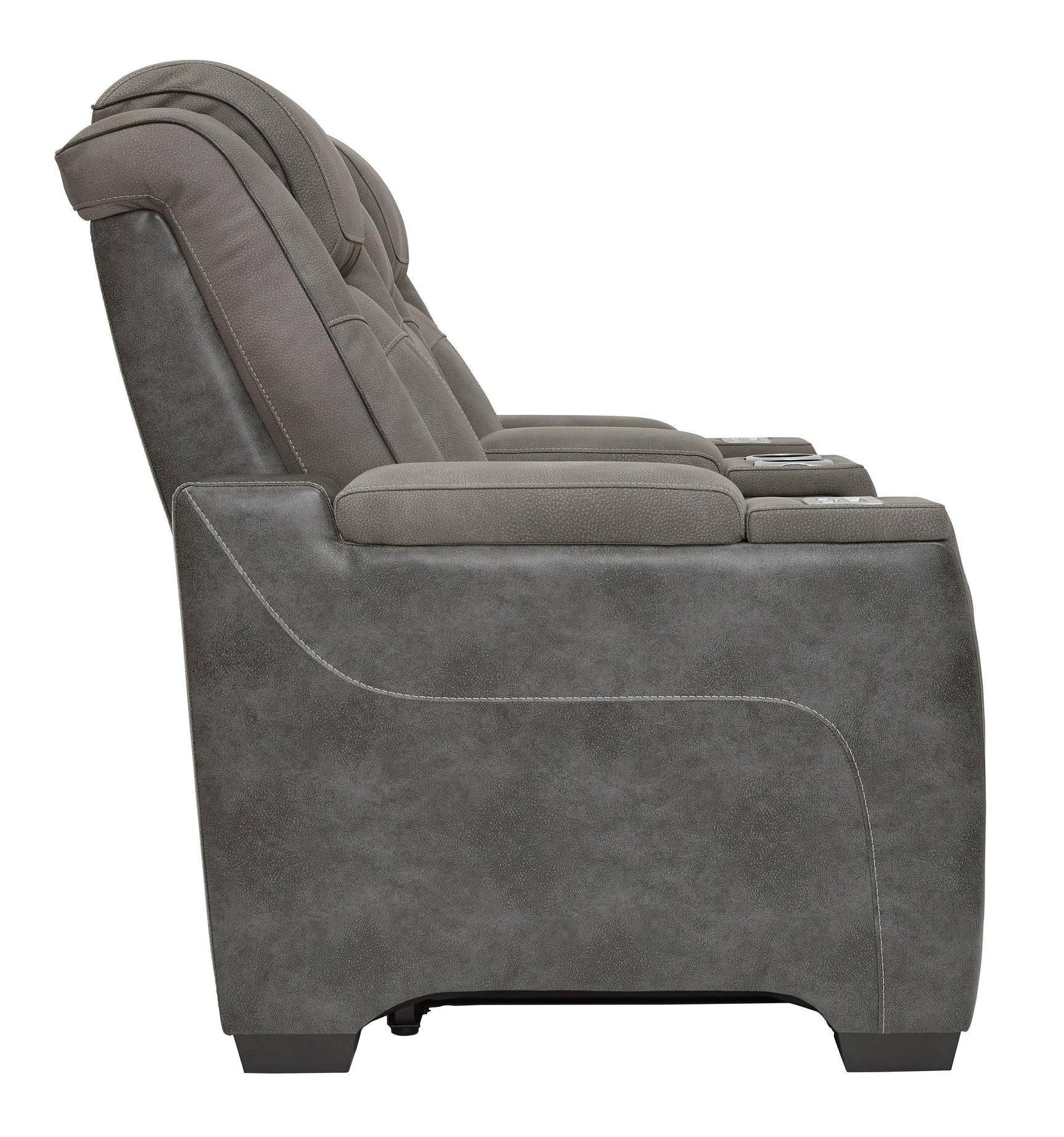 Next-gen Durapella Slate Faux Leather Power Reclining Loveseat With Console - Ella Furniture