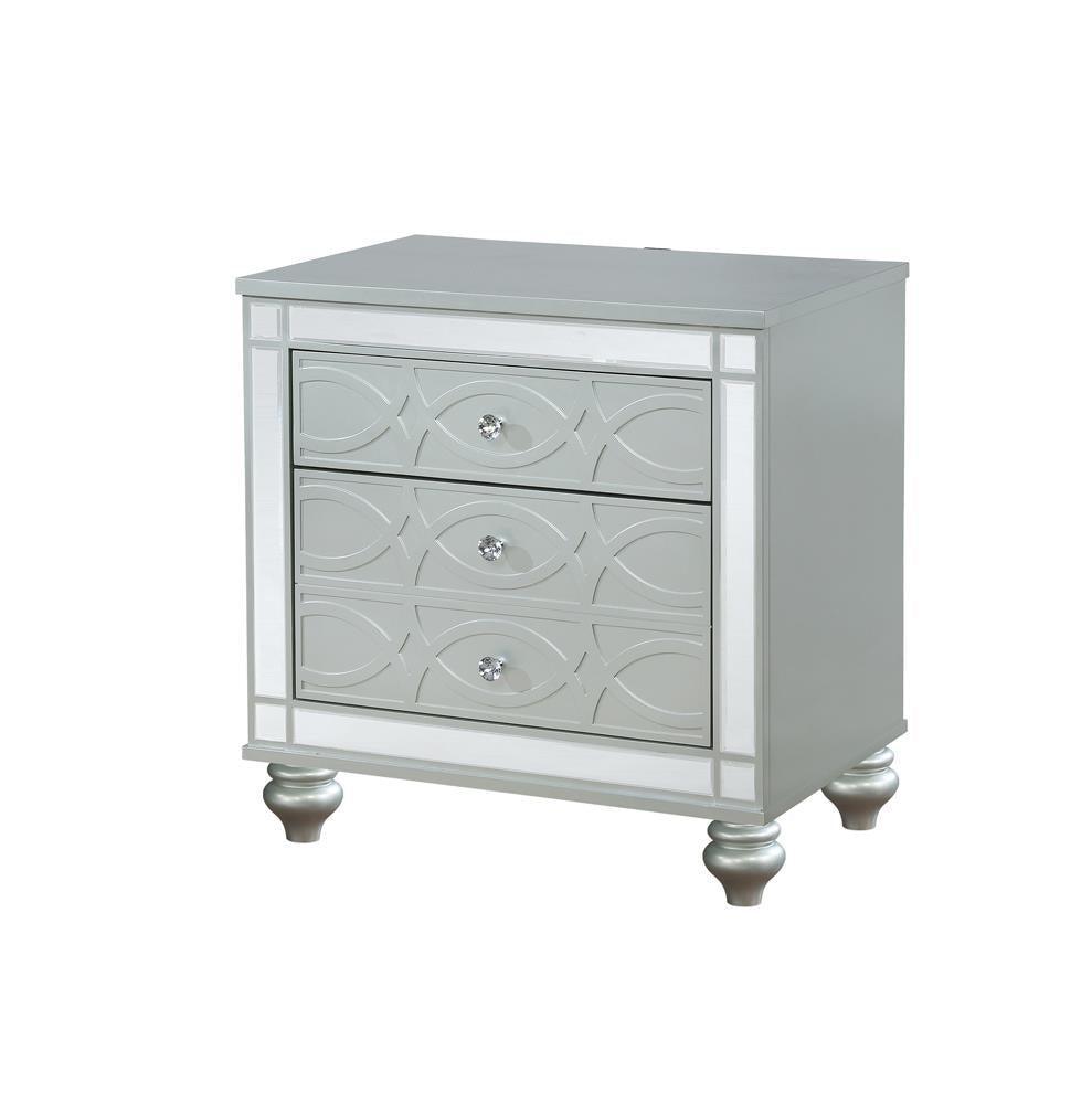 Gunnison 2-Drawer Nightstand Silver Metallic - Ella Furniture