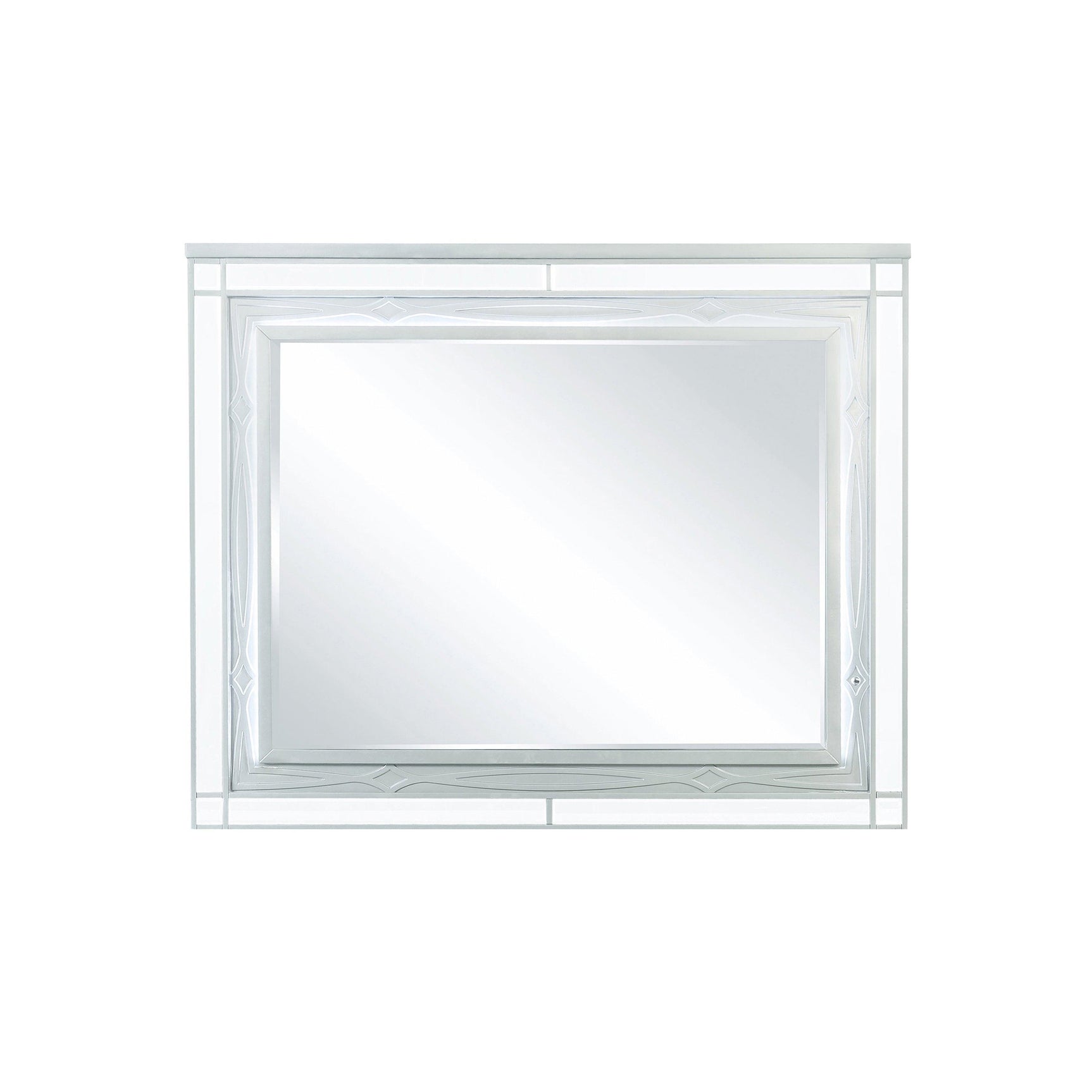 Gunnison Dresser Mirror With LED Lighting Silver Metallic - Ella Furniture