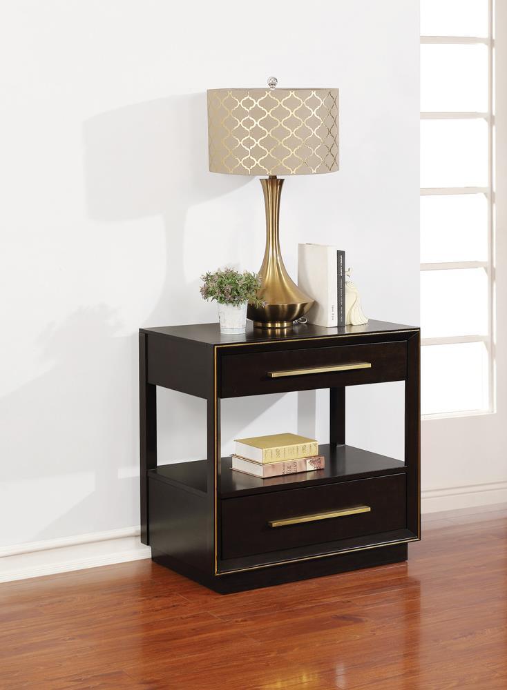 Durango 2-Drawer Nightstand Smoked Peppercorn - Ella Furniture