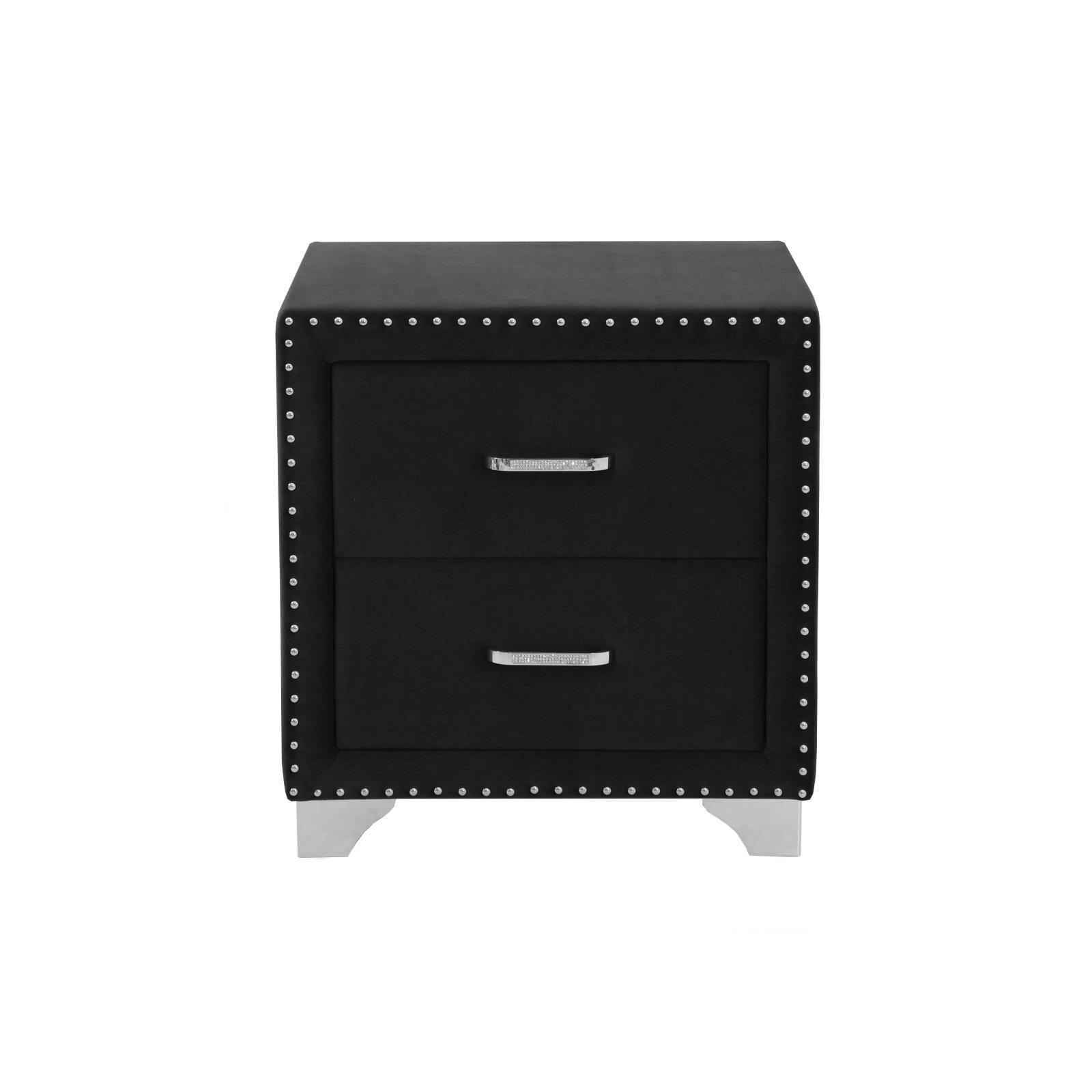 Melody 2-Drawer Upholstered Nightstand Grey - Ella Furniture