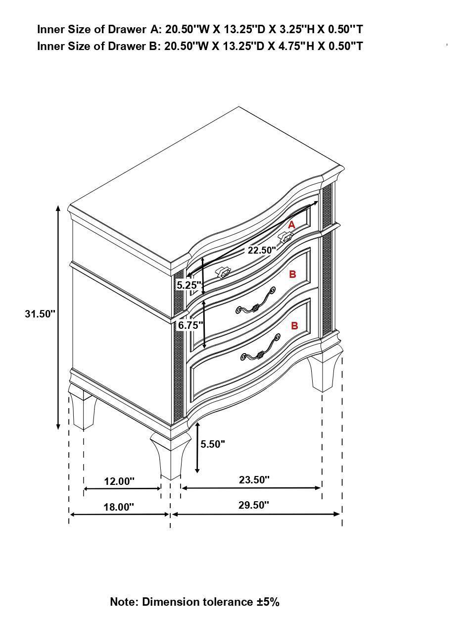 Evangeline 3-Drawer Nightstand Silver Oak - Ella Furniture