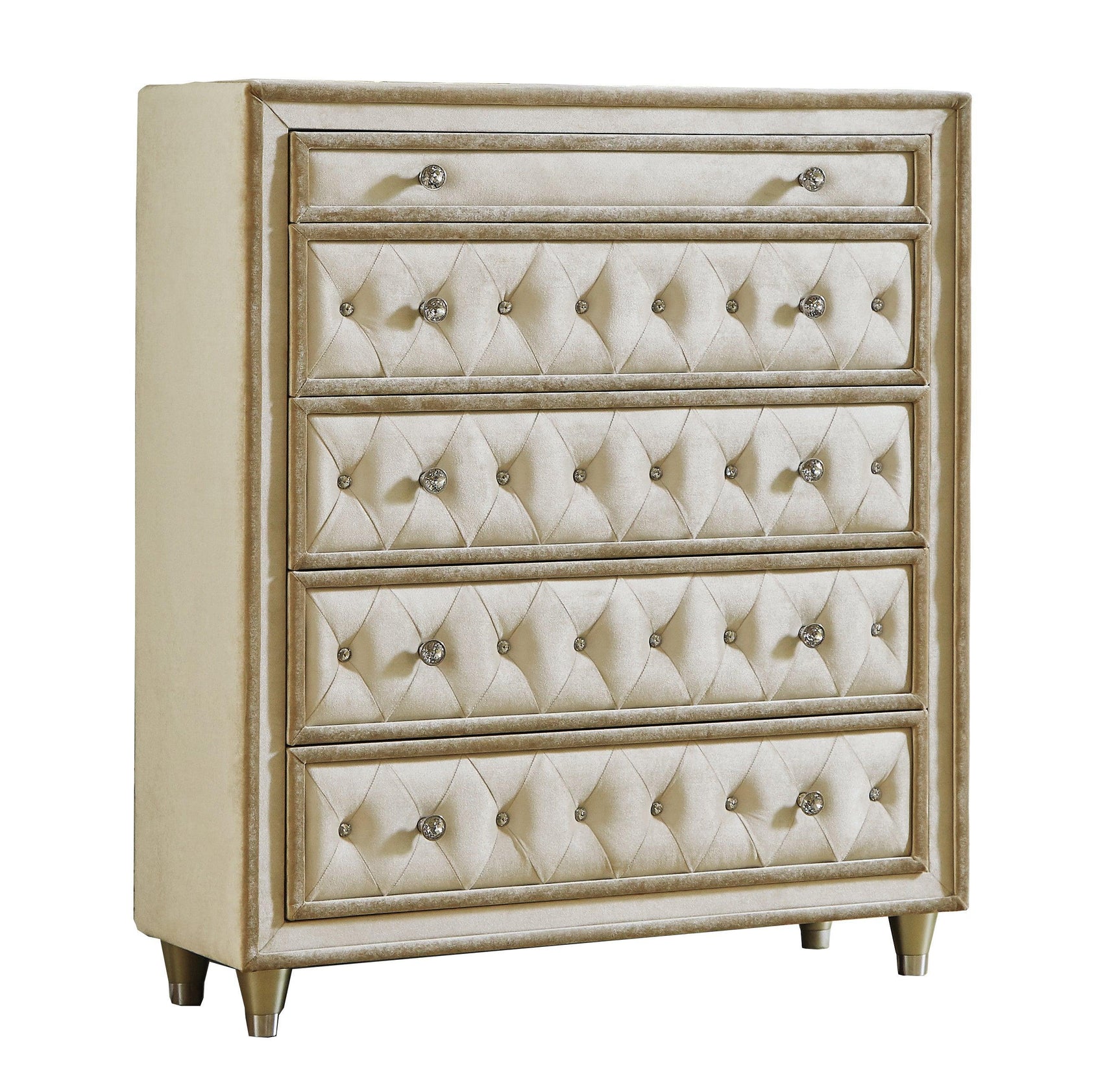 Antonella Upholstered Tufted Queen Bed Ivory And Camel - Ella Furniture