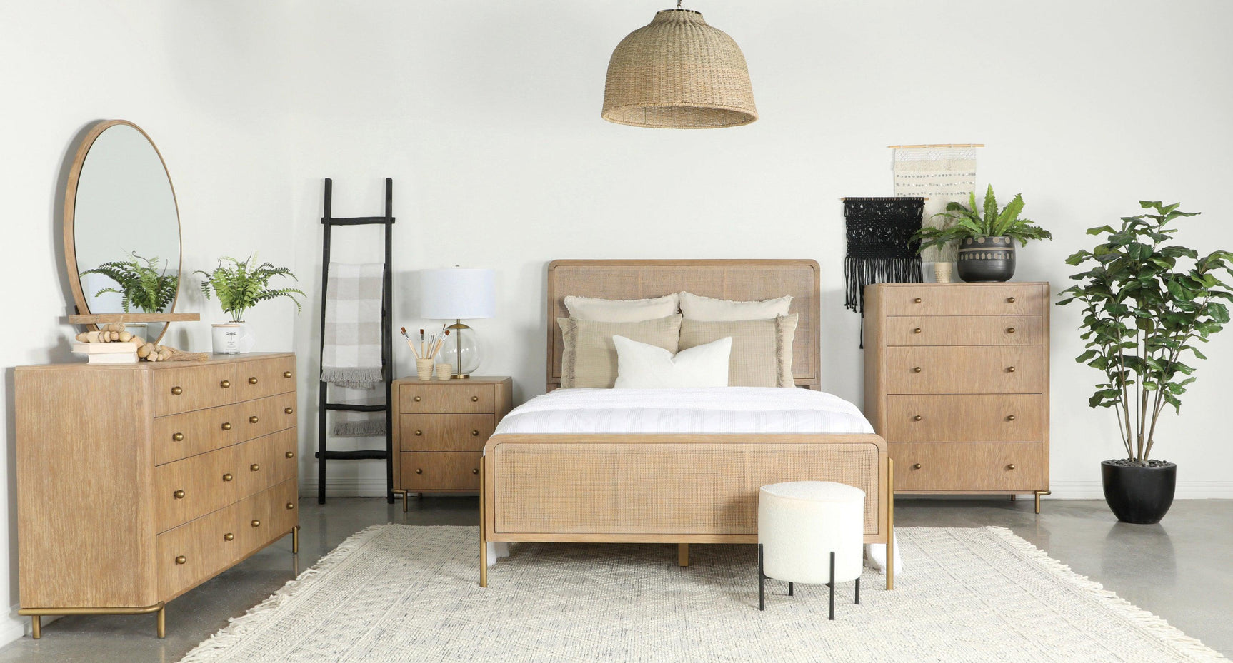 Arini Round Dresser Mirror Sand Wash - Ella Furniture