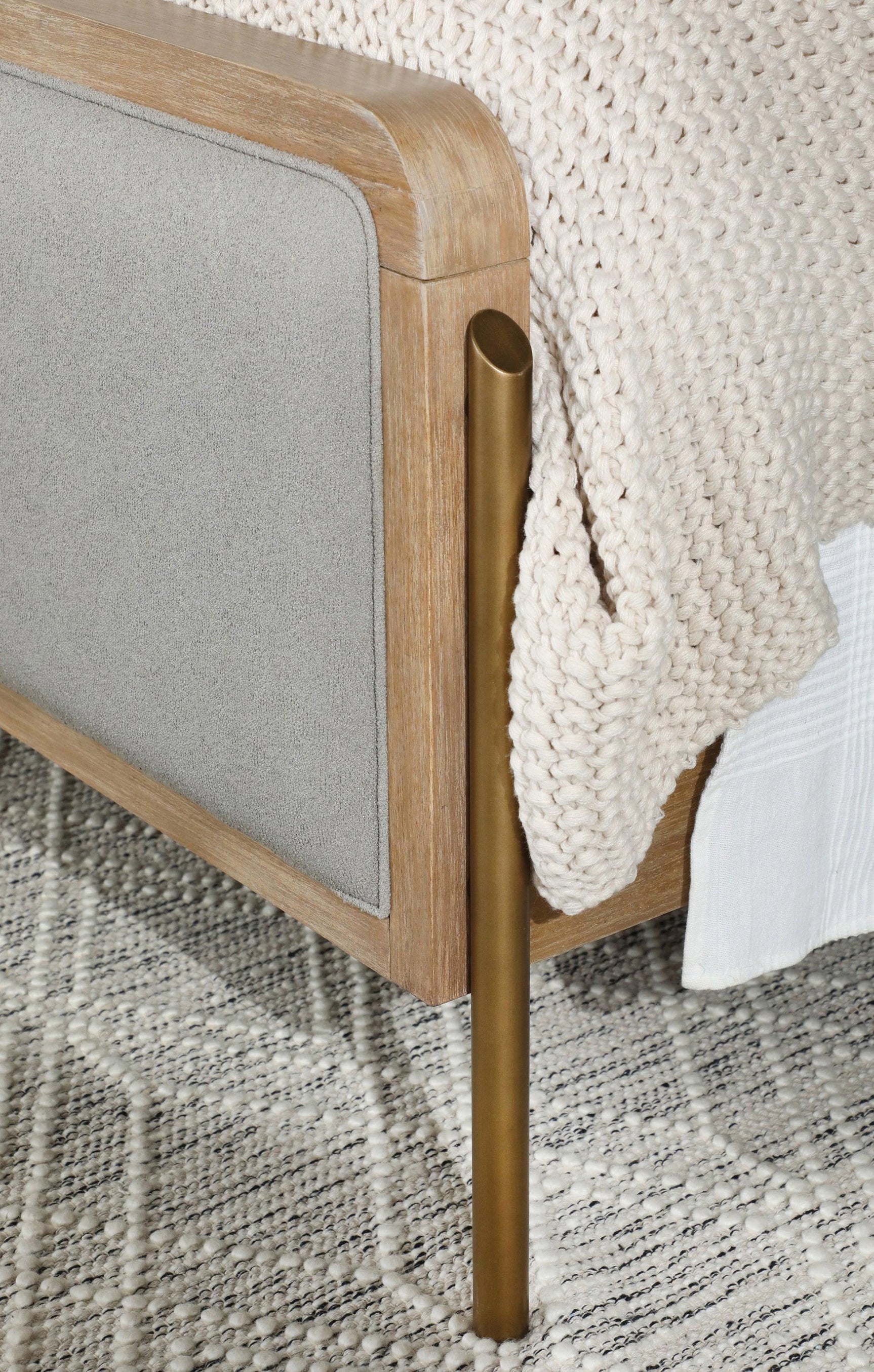 Arini Upholstered Eastern King Panel Bed Sand Wash And Grey - Ella Furniture
