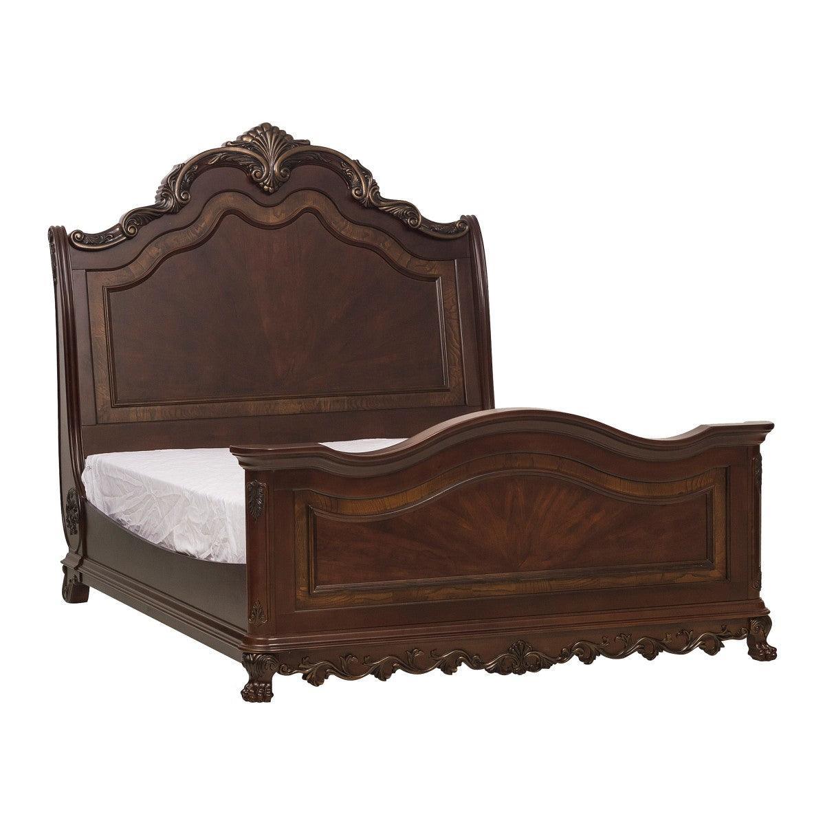 Deryn Park Cherry Traditional Cherry And Walnut Veneer Wood And Engineered Wood King Sleigh Bed - Ella Furniture