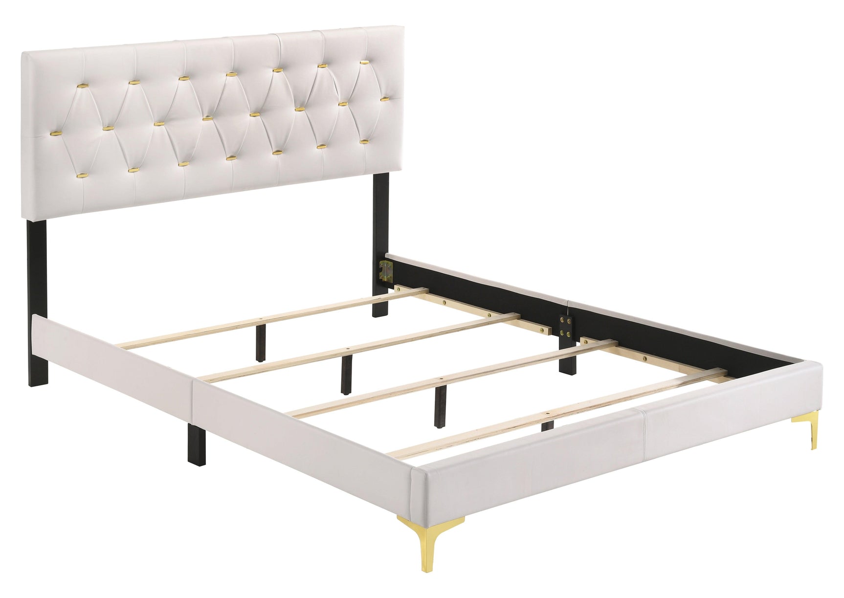 Kendall Tufted Upholstered Panel Eastern King Bed White - Ella Furniture