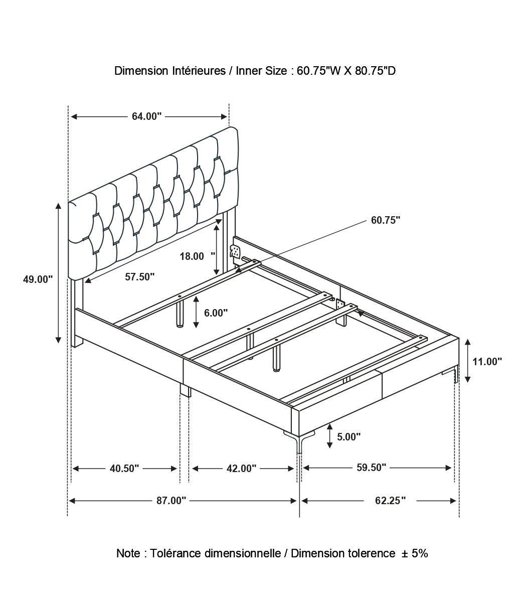 Kendall Tufted Upholstered Panel Queen Bed White - Ella Furniture