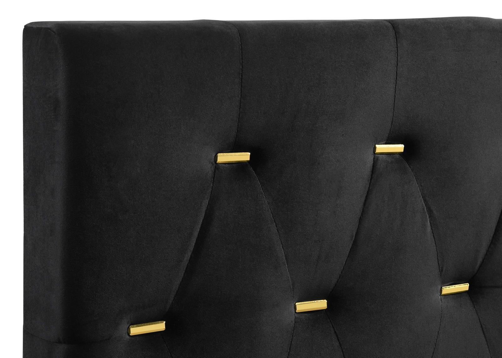 Kendall Tufted Panel Queen Bed Black And Gold - Ella Furniture
