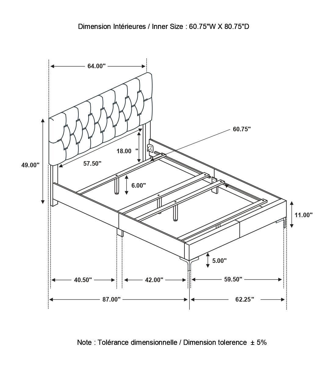 Kendall Tufted Panel Queen Bed Black And Gold - Ella Furniture