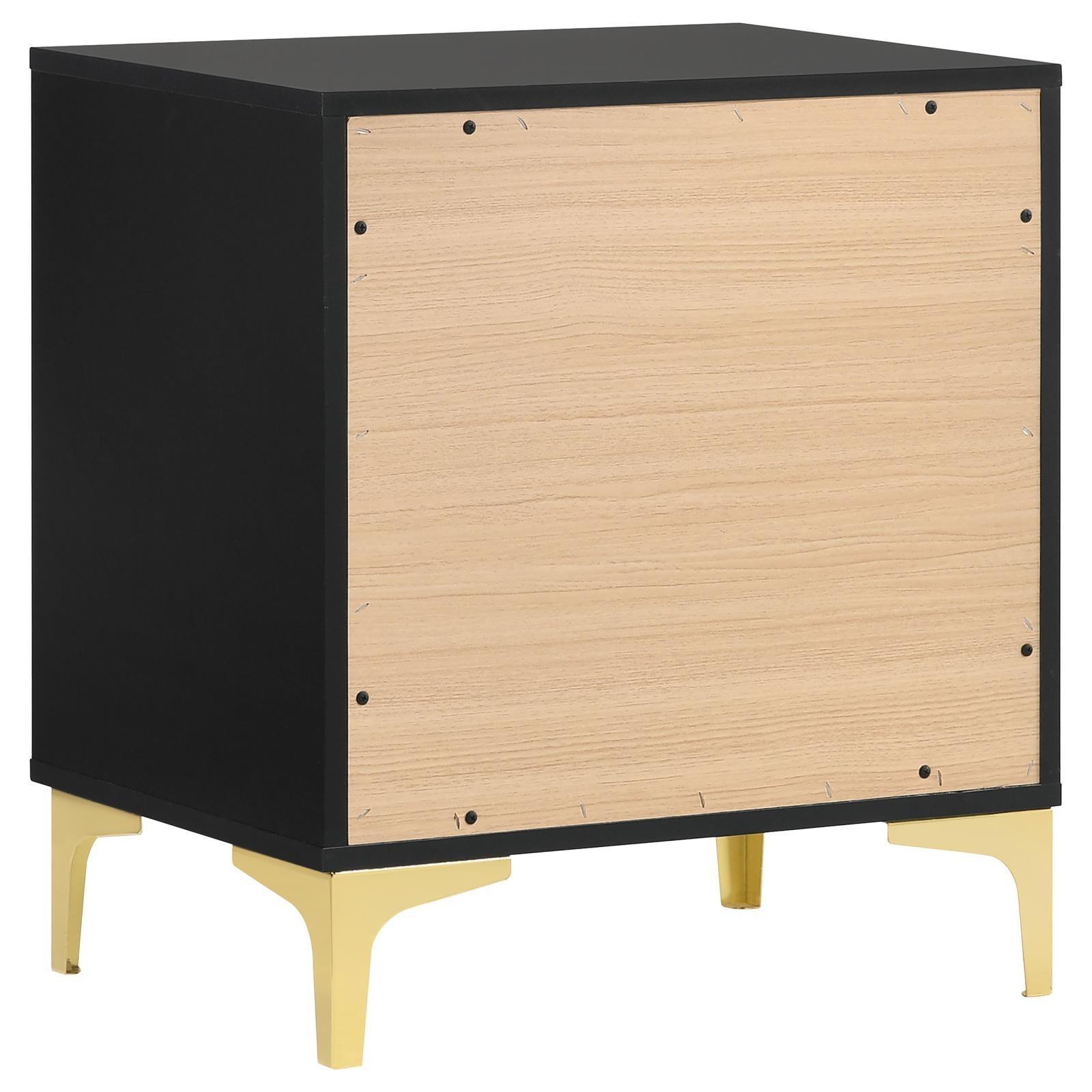 Kendall 2-Drawer Nightstand Black And Gold - Ella Furniture