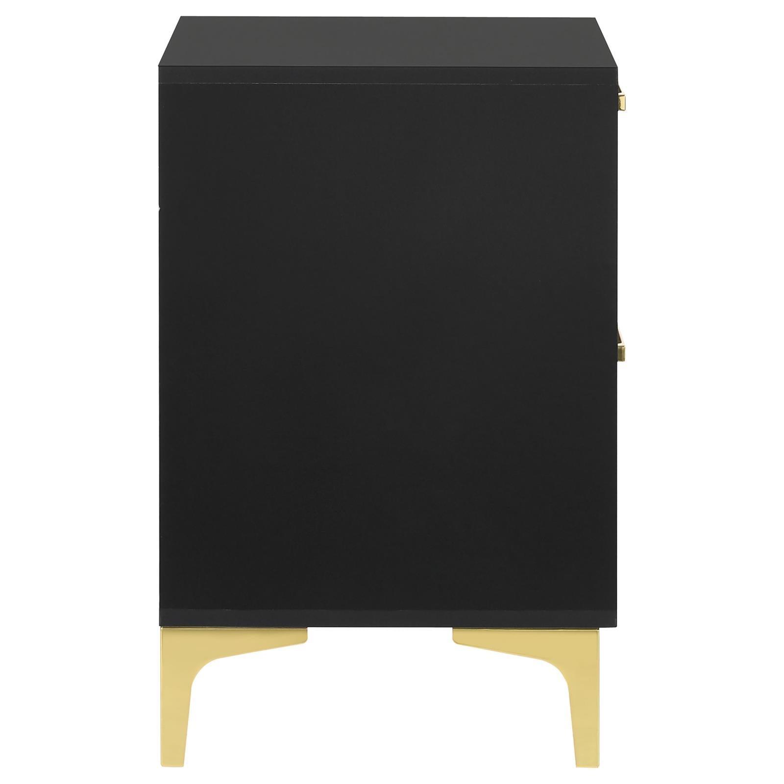 Kendall 2-Drawer Nightstand Black And Gold - Ella Furniture