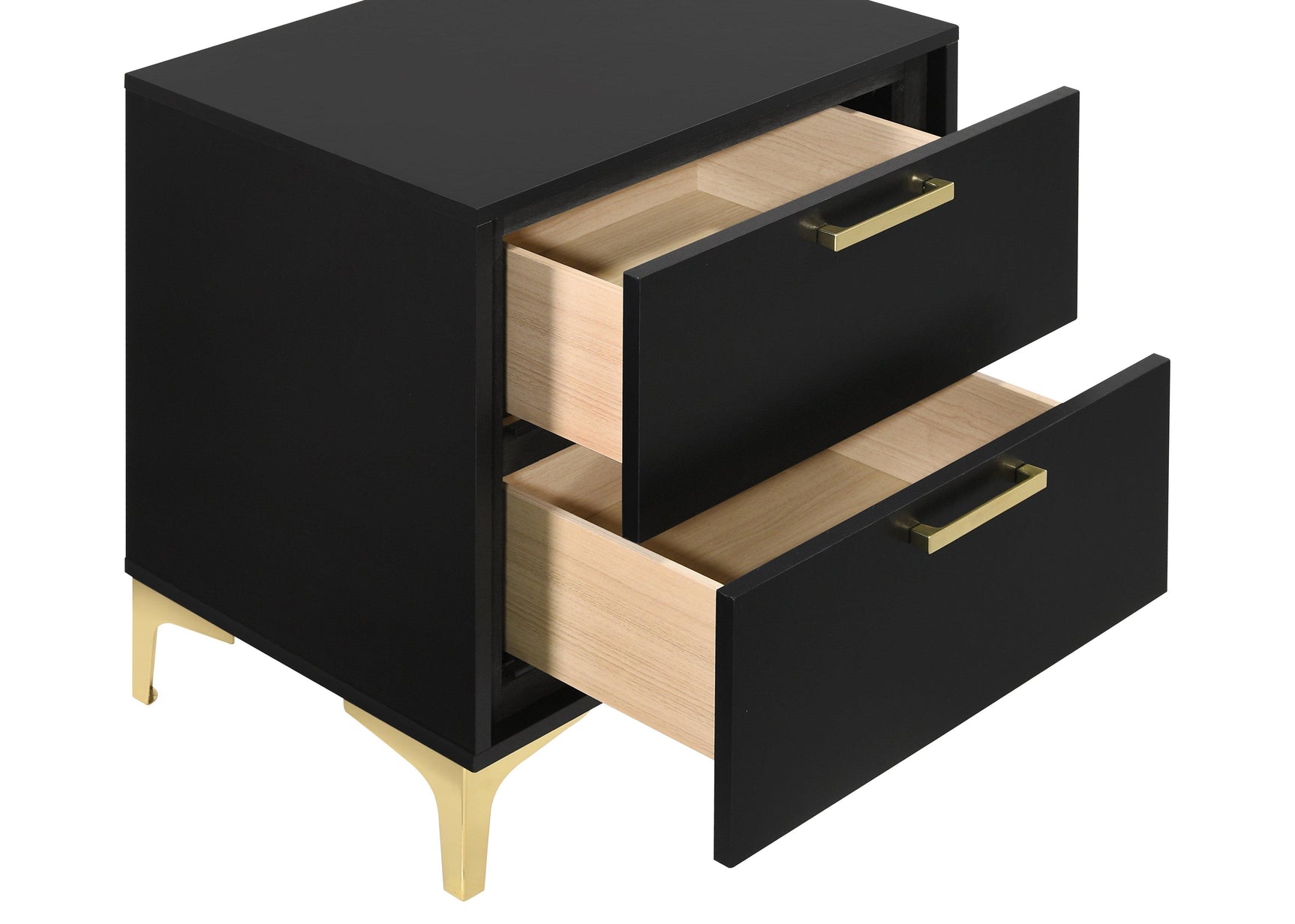 Kendall 2-Drawer Nightstand Black And Gold - Ella Furniture