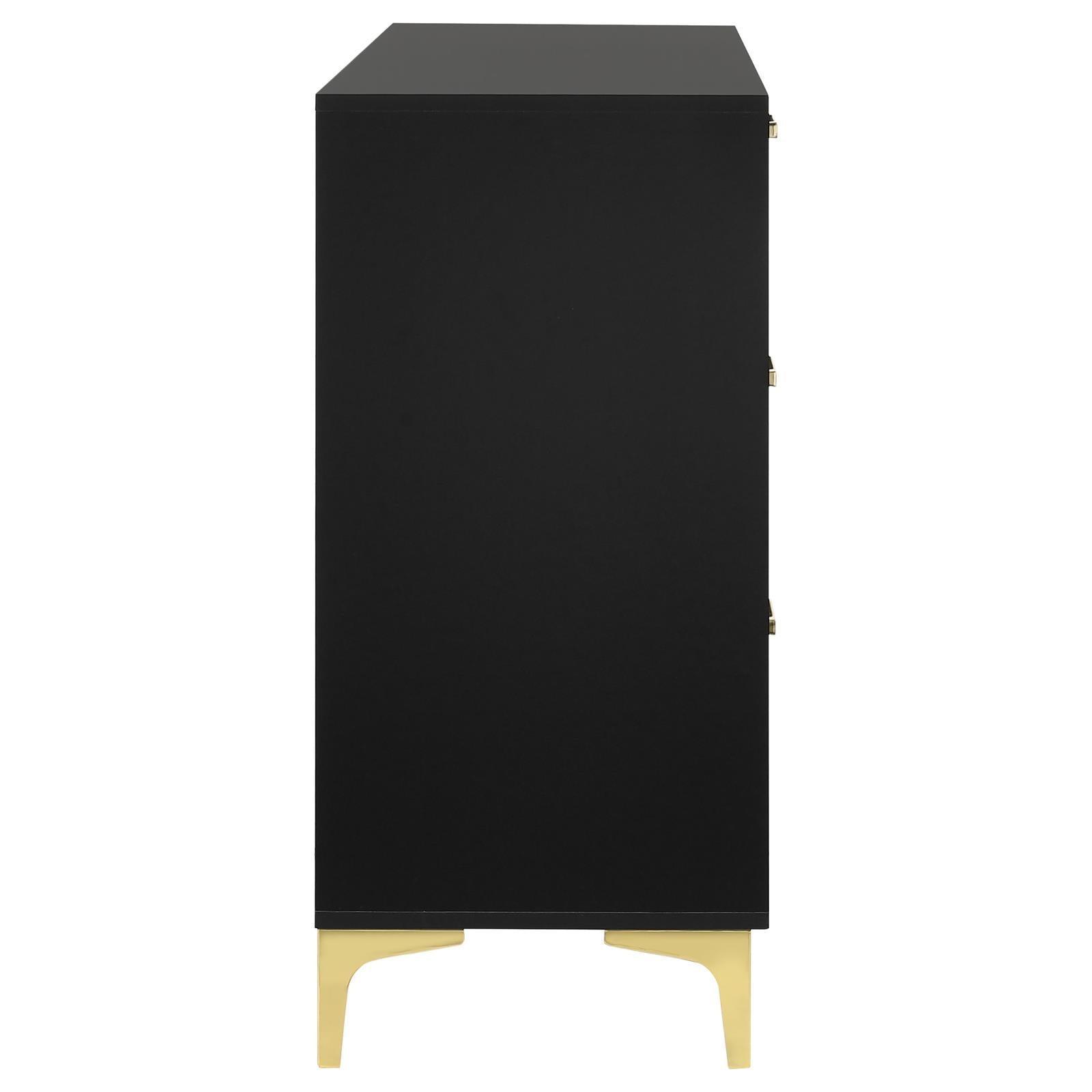 Kendall 6-Drawer Dresser Black And Gold - Ella Furniture