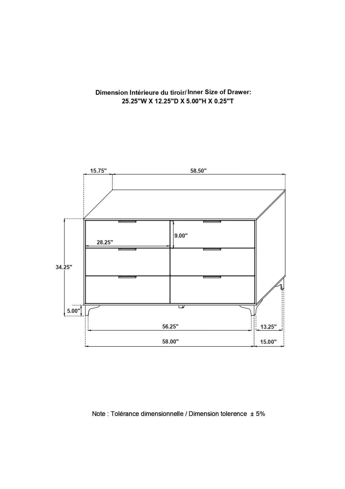 Kendall 6-Drawer Dresser Black And Gold - Ella Furniture