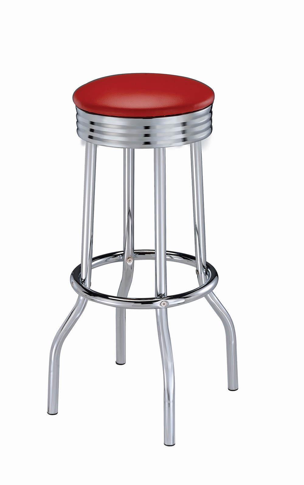 Hopkins Upholstered Top Bar Stools Red And Chrome (Set Of 2) - Ella Furniture