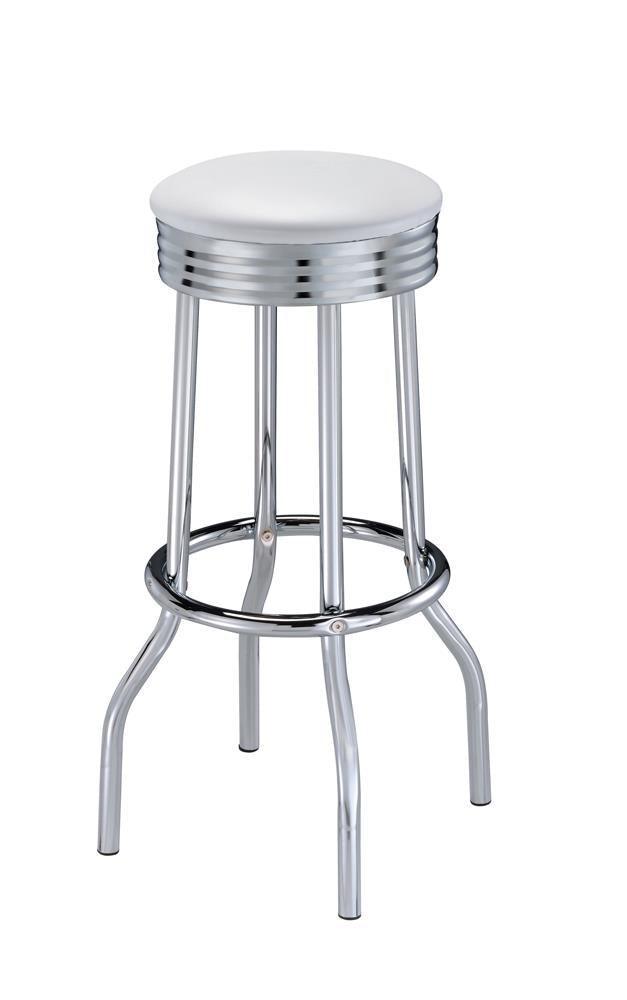 Theodore Upholstered Top Bar Stools White And Chrome (Set Of 2) - Ella Furniture